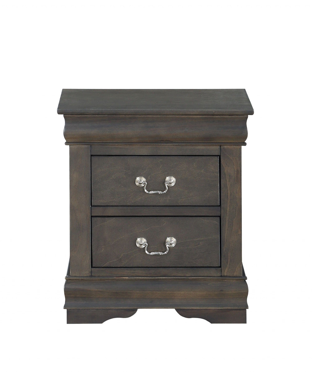 24" Gray Two Drawers Nightstand - Homeroots - Flyclothing LLC