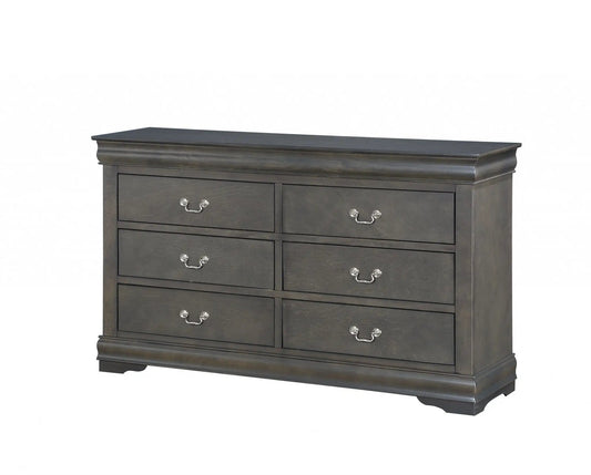 15" Gray Solid Wood Double Dresser - Homeroots