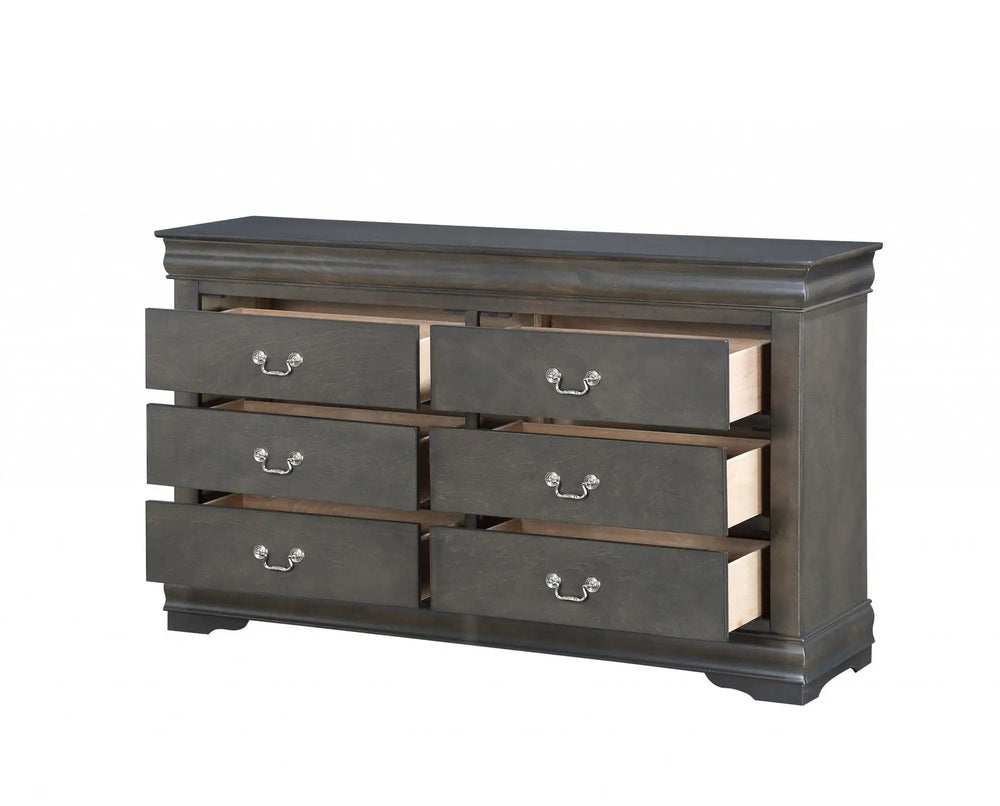 15" Gray Solid Wood Double Dresser - Homeroots - Flyclothing LLC