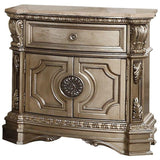 29" Champagne One Drawer Faux Marble and Solid Wood Nightstand With Storage - Homeroots - Flyclothing LLC