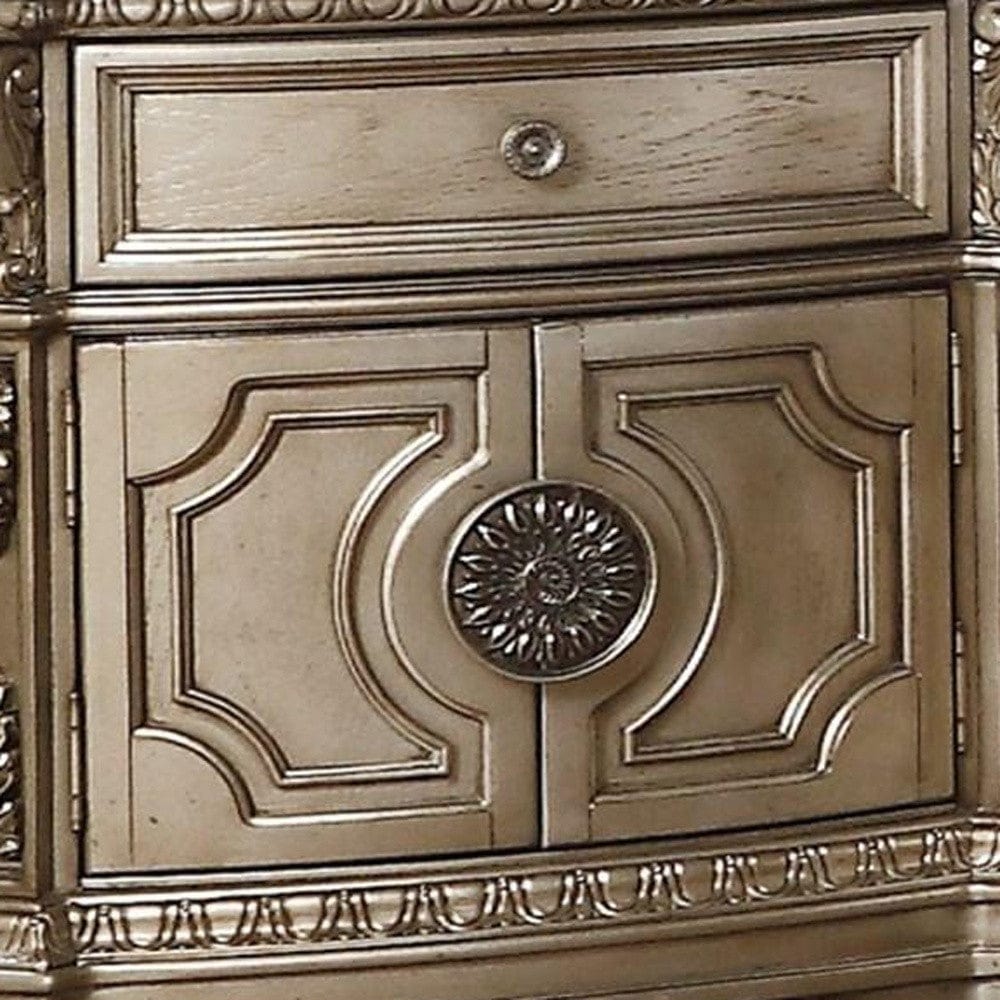 29" Champagne One Drawer Faux Marble and Solid Wood Nightstand With Storage - Homeroots - Flyclothing LLC