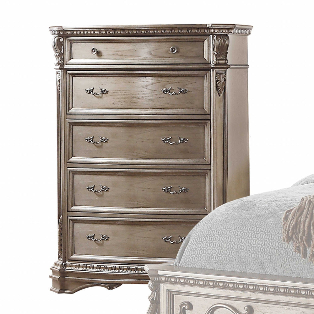 20" X 42" X 56" Antique Champagne Wood Poly Resin Chest - Homeroots - Flyclothing LLC