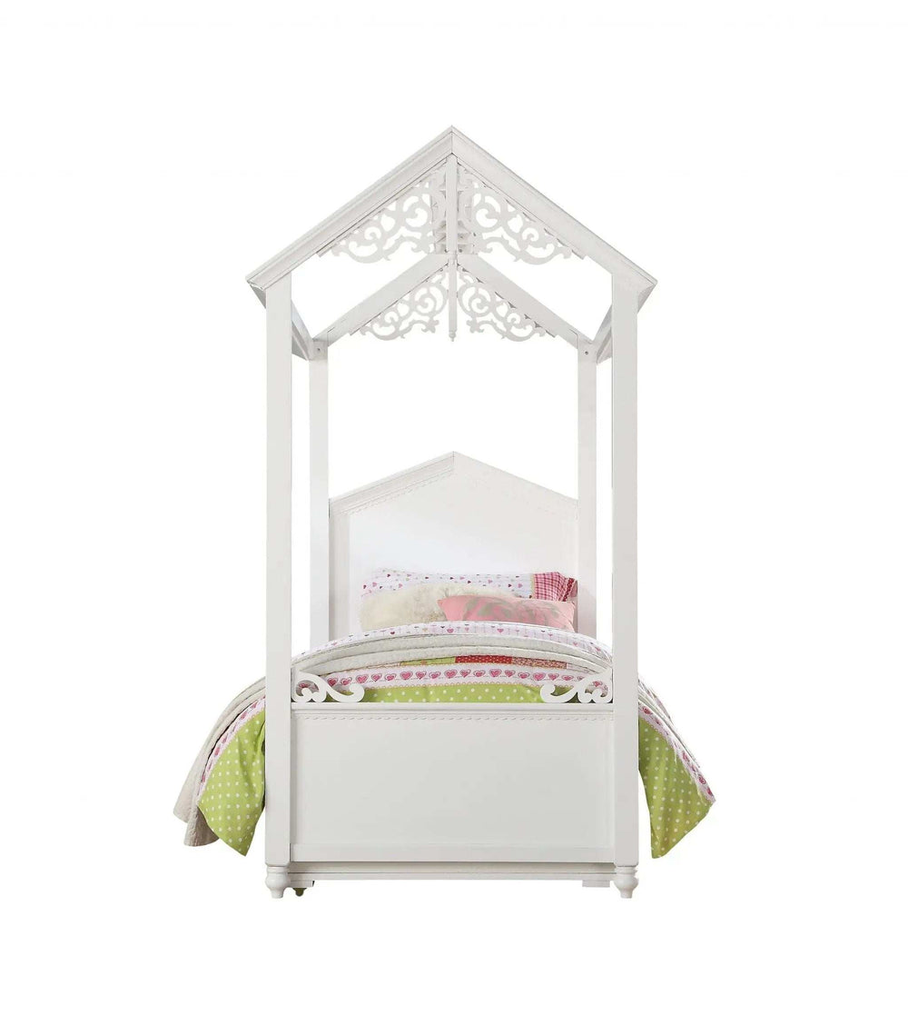 Twin White Canopy Bed - Homeroots - Flyclothing LLC