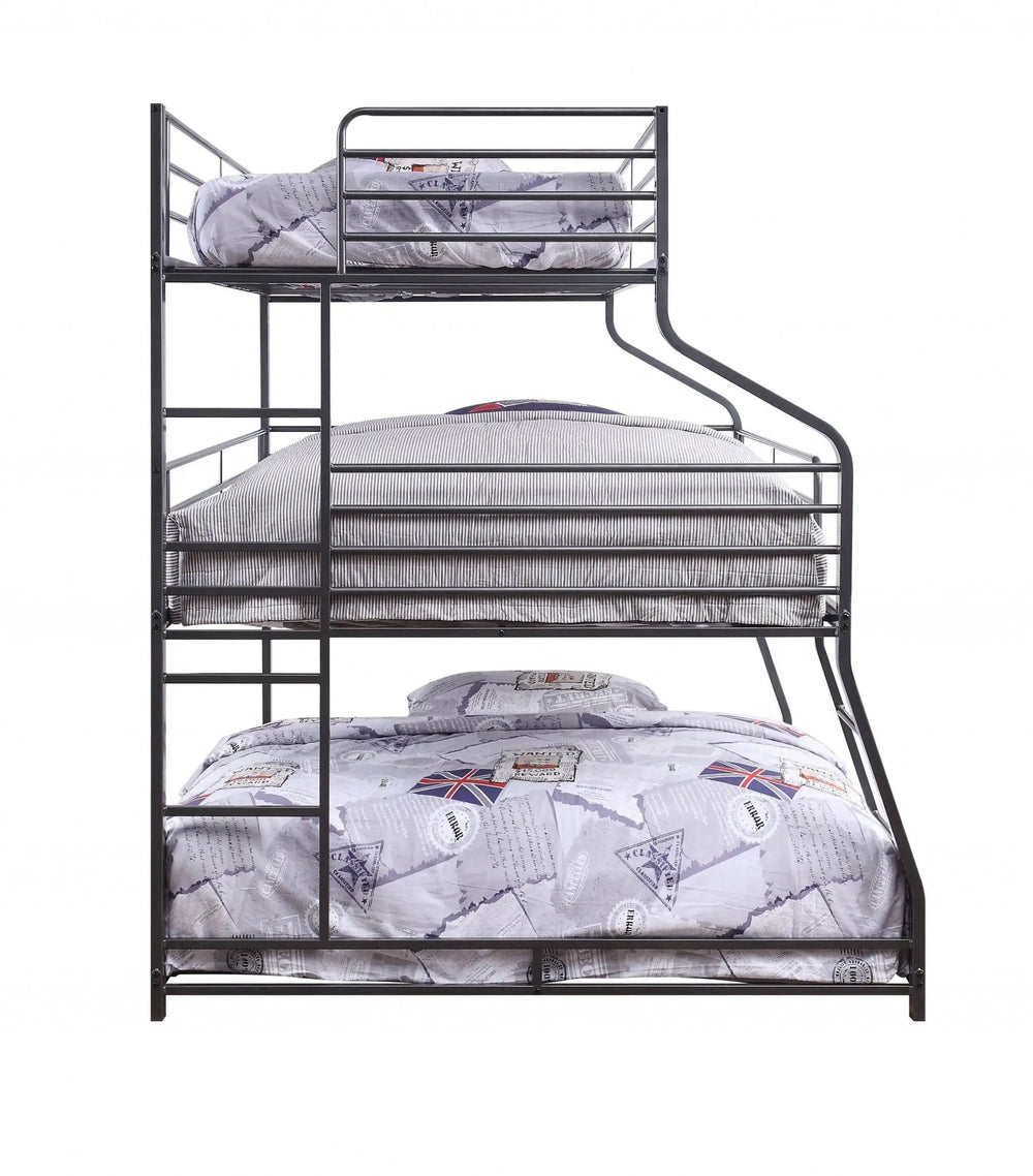 62" X 83" X 74" Gunmetal Metal Triple Bunk Bed Twinfullqueen - Homeroots - Flyclothing LLC