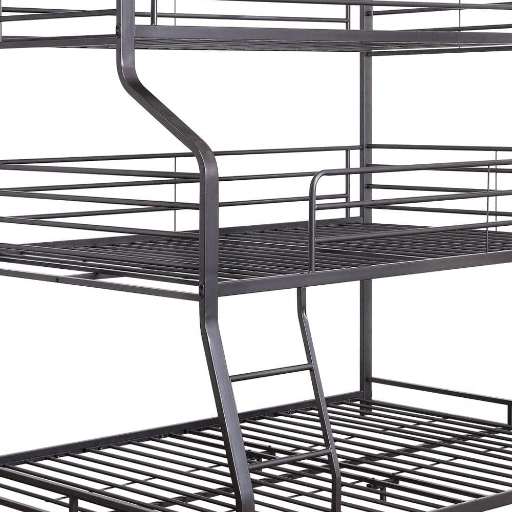 62" X 83" X 74" Gunmetal Metal Triple Bunk Bed Twinfullqueen - Homeroots - Flyclothing LLC