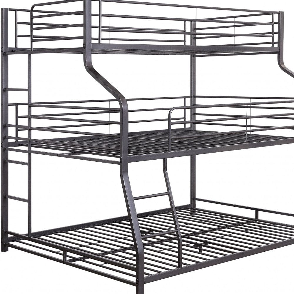 62" X 83" X 74" Gunmetal Metal Triple Bunk Bed Twinfullqueen - Homeroots - Flyclothing LLC