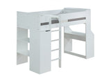 45" X 92" X 66" White Wood Veneer (Laminated) Loft Bed - Homeroots - Flyclothing LLC