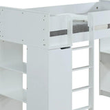 45" X 92" X 66" White Wood Veneer (Laminated) Loft Bed - Homeroots - Flyclothing LLC