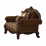 37" Brown Velvet Damask Club Chair - Homeroots