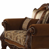 37" Brown Velvet Damask Club Chair - Homeroots