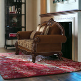 37" Brown Velvet Damask Club Chair - Homeroots