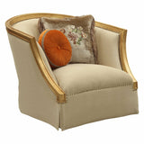 41" Tan and Gold Distressed Arm Chair and Toss Pillows - Homeroots - Flyclothing LLC