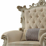 38" Pearl Fabric Striped Tufted Chesterfield Chair - Homeroots