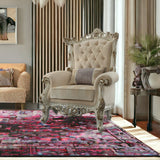 38" Pearl Fabric Striped Tufted Chesterfield Chair - Homeroots