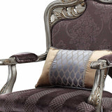29" Black And Platinum Velvet Floral Arm Chair And Toss Pillow - Homeroots