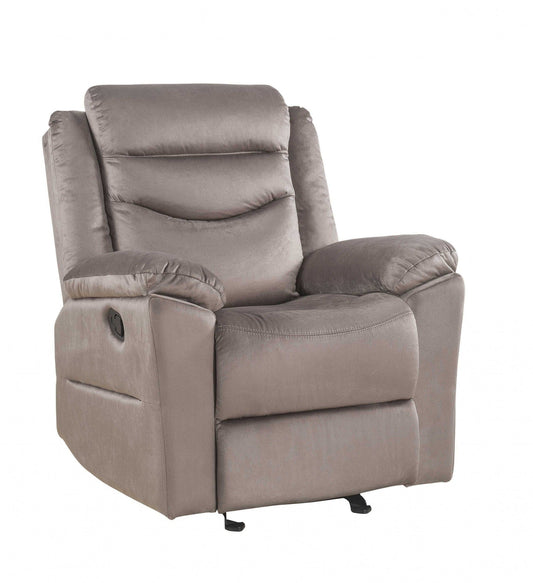 37" Brown Velvet Recliner - Homeroots