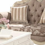 69" Gray And Off White Damask Chesterfield Loveseat and Toss Pillows - Homeroots - Flyclothing LLC
