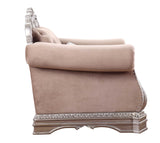 42" Cherry Blossom Pink And Silver Velvet Tufted Arm Chair And Toss Pillow - Homeroots