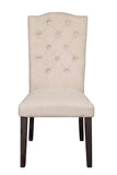 Set of Two Tufted Beige And Espresso Upholstered Linen Dining Side Chairs - Homeroots - Flyclothing LLC