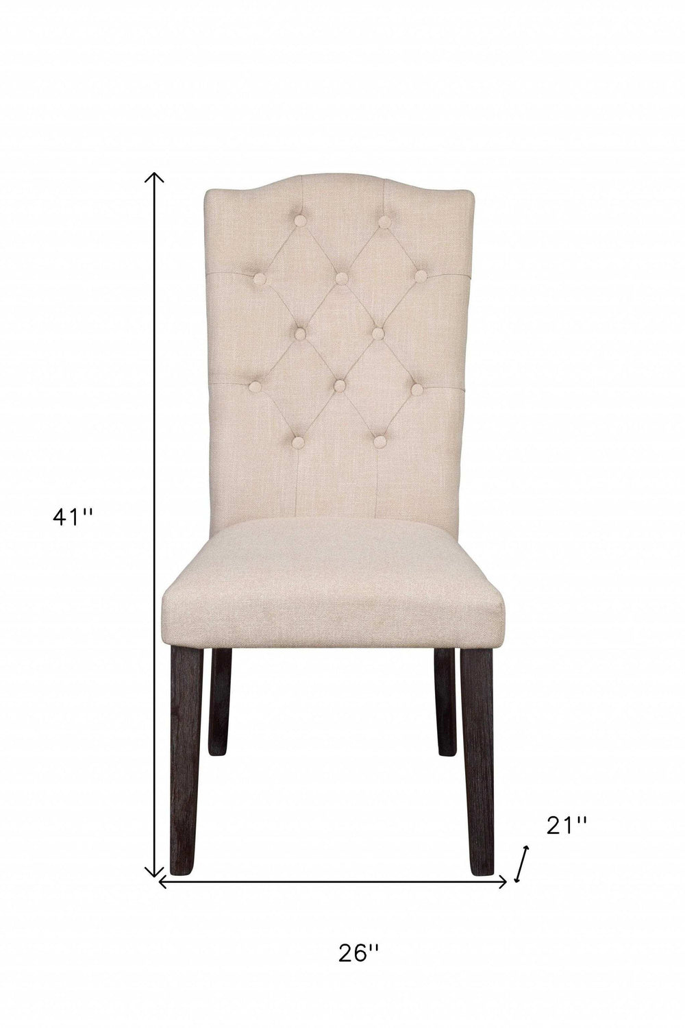 Set of Two Tufted Beige And Espresso Upholstered Linen Dining Side Chairs - Homeroots - Flyclothing LLC