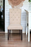 Set of Two Tufted Beige And Espresso Upholstered Linen Dining Side Chairs - Homeroots - Flyclothing LLC