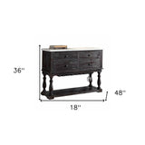 18" X 48" X 36" White Marble Weathered Espresso Wood Server - Homeroots - Flyclothing LLC