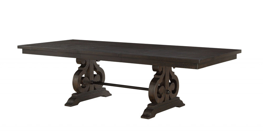104" Brown Solid Wood Trestle Base Dining Table - Homeroots - Flyclothing LLC
