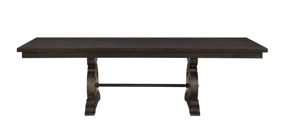104" Brown Solid Wood Trestle Base Dining Table - Homeroots - Flyclothing LLC