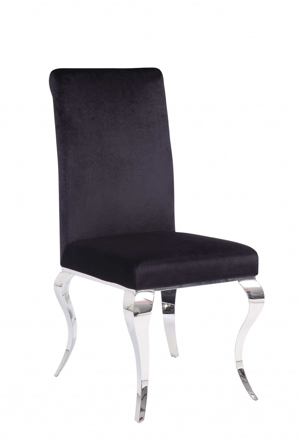 Set of Two Black And Silver Upholstered Fabric Dining Side Chairs - Homeroots - Flyclothing LLC