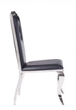 Set of Two Black And Silver Upholstered Faux Leather Dining Side Chairs - Homeroots - Flyclothing LLC