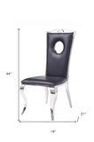 Set of Two Black And Silver Upholstered Faux Leather Dining Side Chairs - Homeroots - Flyclothing LLC