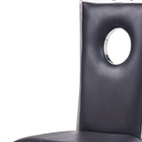 Set of Two Black And Silver Upholstered Faux Leather Dining Side Chairs - Homeroots - Flyclothing LLC