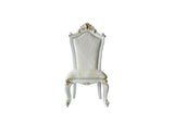 Set Of Two 27" Beige And White Faux Leather Damask Side Chair - Homeroots