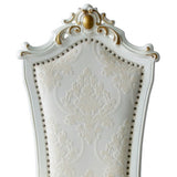 Set Of Two 27" Beige And White Faux Leather Damask Side Chair - Homeroots