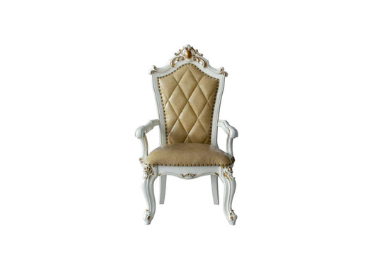 Set Of Two 27" Brown And White Faux Leather Tufted Side Chair - Homeroots