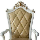 Set Of Two 27" Brown And White Faux Leather Tufted Side Chair - Homeroots