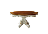 62" Brown And White Oval Solid Wood Pedestal Base Dining Table - Homeroots - Flyclothing LLC
