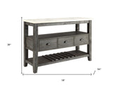 18" X 54" X 36" White Marble Gray Oak Wood Server - Homeroots - Flyclothing LLC
