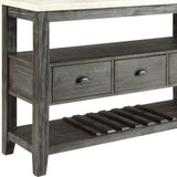 18" X 54" X 36" White Marble Gray Oak Wood Server - Homeroots - Flyclothing LLC