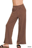 Zenana Cotton Slub Wide Leg Pants - Trendsi - Flyclothing LLC