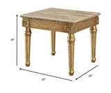 24" Antique Gold And White Faux Marble Square End Table - Homeroots - Flyclothing LLC