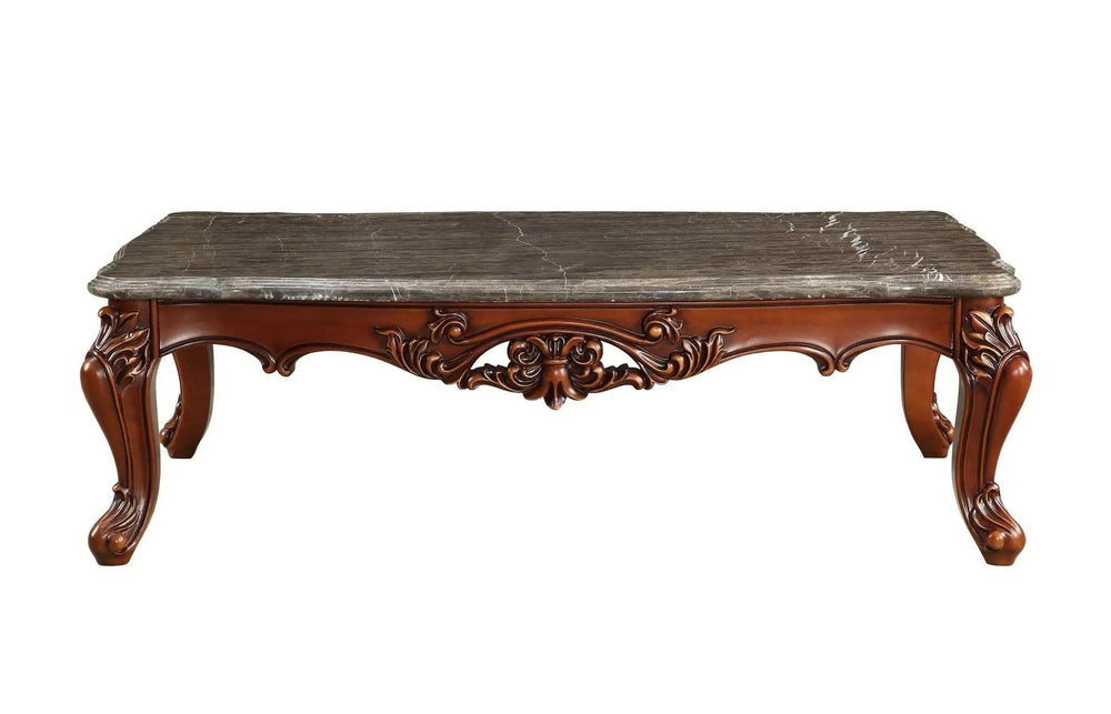 63" Marble Walnut Wood Coffee Table - Homeroots - Flyclothing LLC