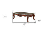 63" Marble Walnut Wood Coffee Table - Homeroots - Flyclothing LLC