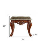 25" Walnut Faux Marble Square End Table - Homeroots - Flyclothing LLC