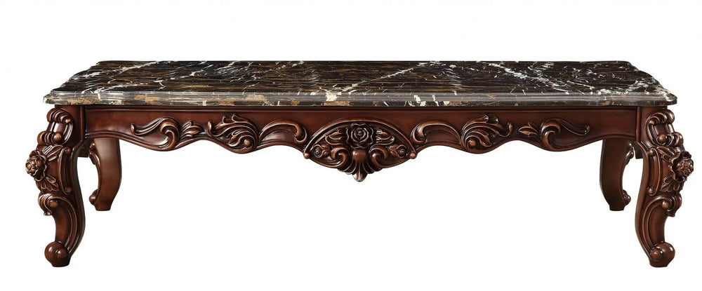 40" Dark Brown And Merlot Genuine Marble Rectangular Coffee Table - Homeroots - Flyclothing LLC