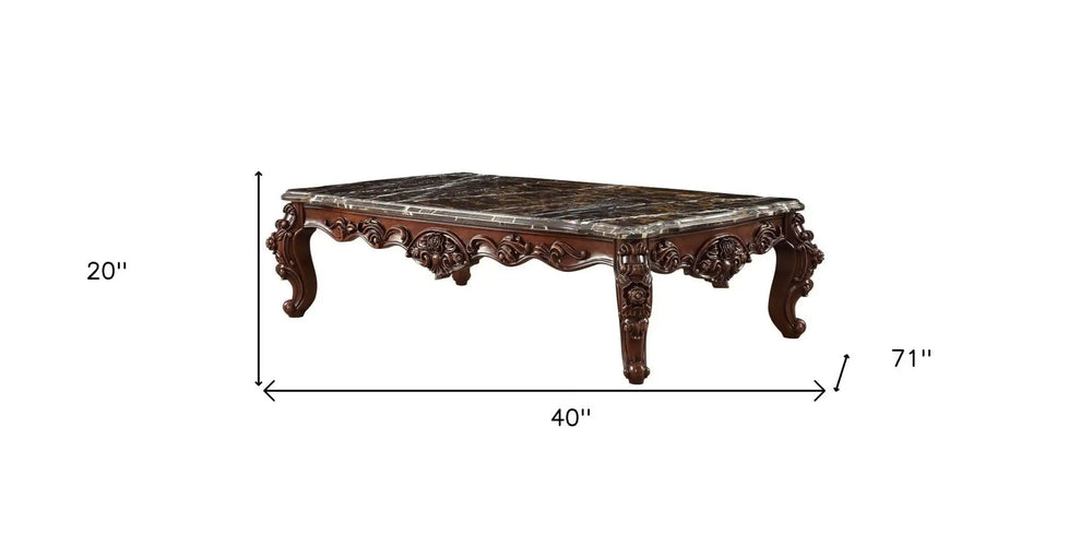 40" Dark Brown And Merlot Genuine Marble Rectangular Coffee Table - Homeroots - Flyclothing LLC