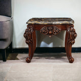25" Walnut And Brown Faux Marble Square End Table - Homeroots - Flyclothing LLC