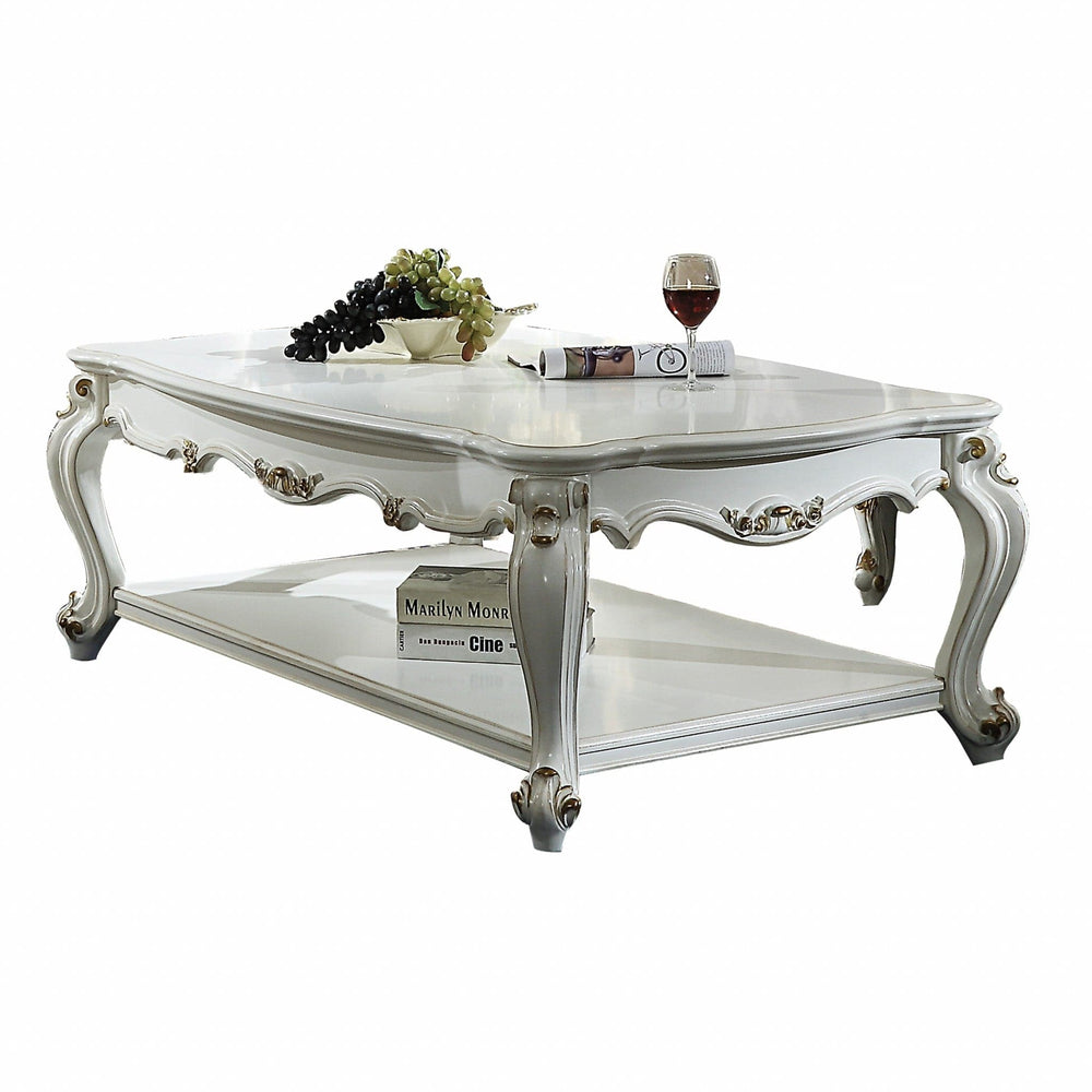 36" X 55" X 20" Antique Pearl Wood Poly-Resin Coffee Table - Homeroots - Flyclothing LLC