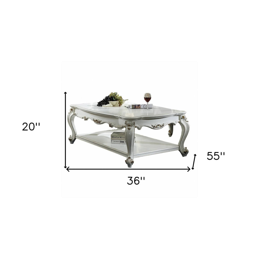 36" X 55" X 20" Antique Pearl Wood Poly-Resin Coffee Table - Homeroots - Flyclothing LLC