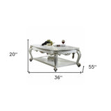 36" X 55" X 20" Antique Pearl Wood Poly-Resin Coffee Table - Homeroots - Flyclothing LLC